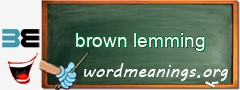 WordMeaning blackboard for brown lemming